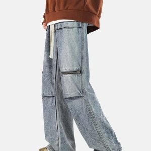 dynamic zip pocket jeans with drawstring urban appeal 4058