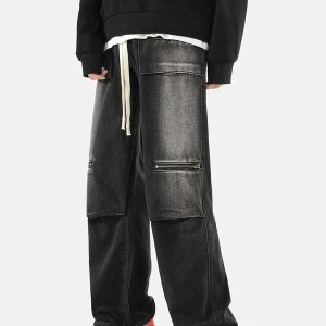 dynamic zip pocket jeans with drawstring urban appeal 4643