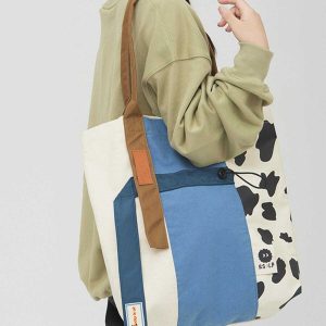 eclectic patchwork cow pattern tote urban chic 6814