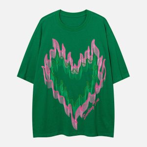 edgy 3d flame graphic tee   youthful streetwear vibe 8958