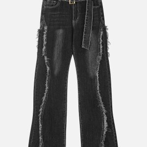 edgy arc fringe jeans washed look youthful style 4198