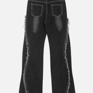 edgy arc fringe jeans washed look youthful style 7685