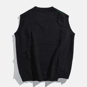 edgy bandage hole vest sweater youthful streetwear icon 8545