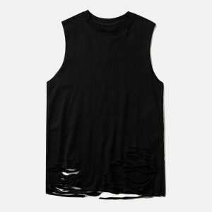 edgy broken holes vest urban streetwear 7677