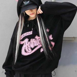 edgy demon horn hoodie zip up youthful streetwear 8720