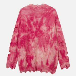 edgy dip dye sweater distressed look youthful appeal 8299