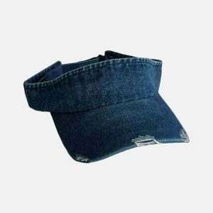 edgy distressed denim visor sun protected urban style 1101