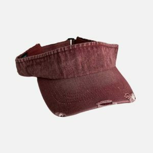 edgy distressed denim visor sun protected urban style 3212