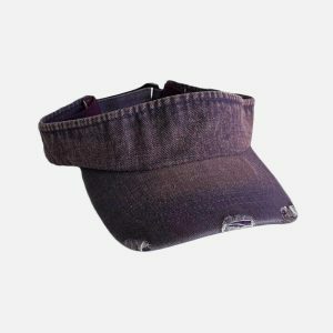 edgy distressed denim visor sun protected urban style 5507