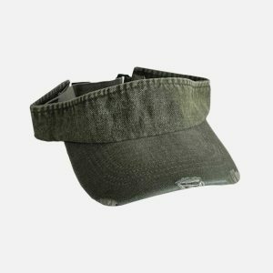 edgy distressed denim visor sun protected urban style 5578