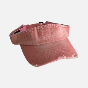 edgy distressed denim visor sun protected urban style 7098