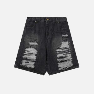 edgy distressed jorts vintage wash & urban appeal 4149