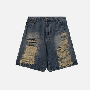 edgy distressed jorts vintage wash & urban appeal 7637