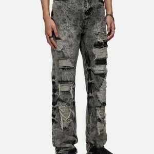 edgy distressed slim jeans   youthful urban trendsetter 6142