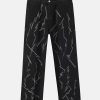 edgy irregular line jeans unique & youthful streetwear 2998