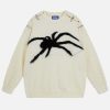 edgy metal buckle sweater spider jacquard design 6609