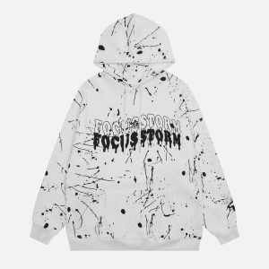 edgy paint splatter hoodie hip hop inspired streetwear 3168