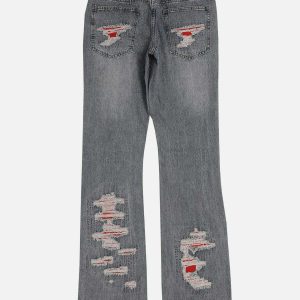 edgy raw edge jeans with unique hole detailing 2935