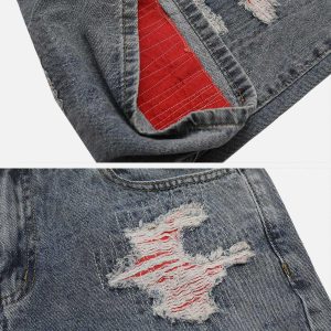 edgy raw edge jeans with unique hole detailing 7720