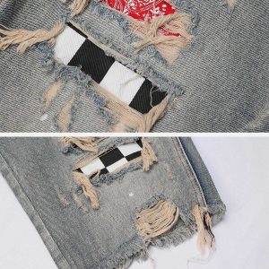 edgy raw shredded denim shorts youthful streetwear staple 5433