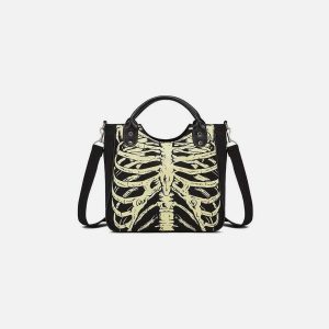 edgy skeleton crossbody bag   youthful urban accessory 6561