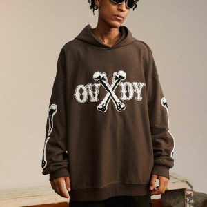 edgy skeleton flock hoodie youthful & dynamic design 2532