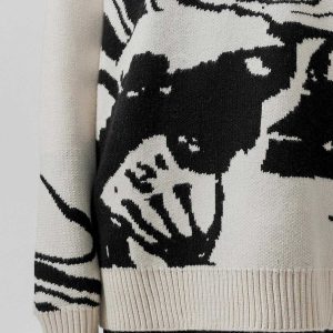 edgy skeleton portrait sweater   youthful urban style 3678