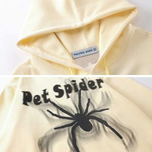 edgy smoke spider hoodie   youthful urban streetwear 5431