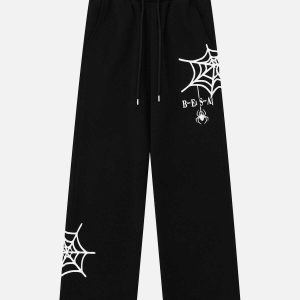 edgy spider web sweatpants   youthful urban streetwear 5330