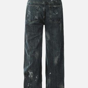 edgy splash ink graffiti jeans   urban chic streetwear 1206