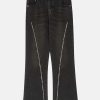 edgy washed zipup jeans   sleek urban streetwear staple 8576