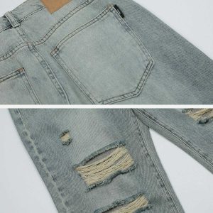 edgy waterwashed jeans with holes youthful streetwear look 8904