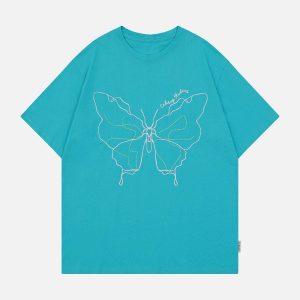 embroidered butterfly tee youthful & chic design 1548