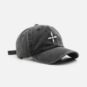 embroidered crucifix cap   iconic baseball style 2255