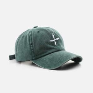 embroidered crucifix cap   iconic baseball style 5345