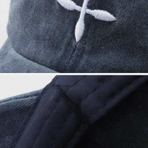 embroidered crucifix cap   iconic baseball style 7960