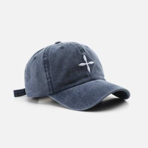 embroidered crucifix cap   iconic baseball style 8539