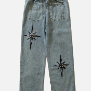 embroidered drawstring jeans sleek & youthful streetwear 4736