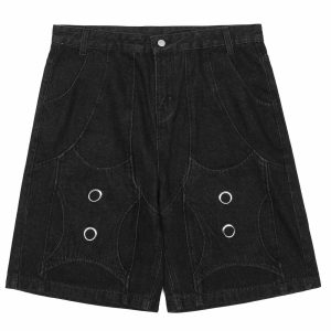 embroidered gothic shorts   chic alphabet design 7916