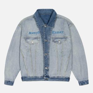 embroidered patchwork denim jacket iconic retro style 3448