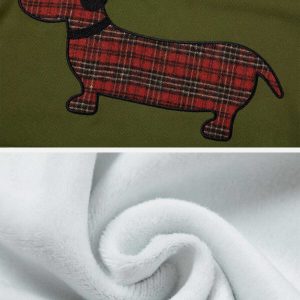 embroidered plaid dog hoodie chic & youthful design 1874