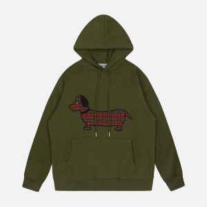 embroidered plaid dog hoodie chic & youthful design 7087