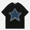 embroidered star denim tee edgy & retro streetwear 3387