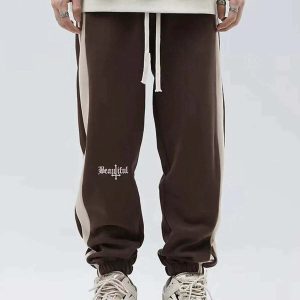 embroidered striped pants sleek design & youthful vibe 8789