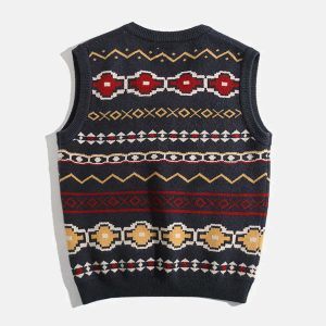 ethnic jacquard sweater vest iconic & crafted design 5340