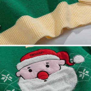 festive santa claus polo sweater   chic holiday streetwear 6997