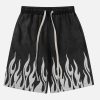 fire print shorts washed look youthful urban vibe 8818