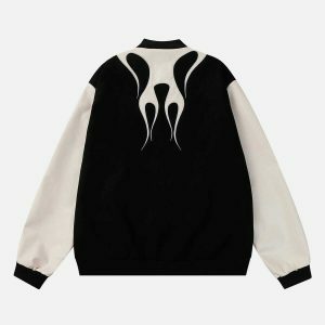 flame embroidery varsity jacket edgy & retro streetwear 4748