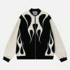 flame embroidery varsity jacket edgy & retro streetwear 7438