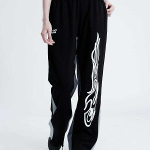 flame print sweatpants youthful & bold urban style 1441